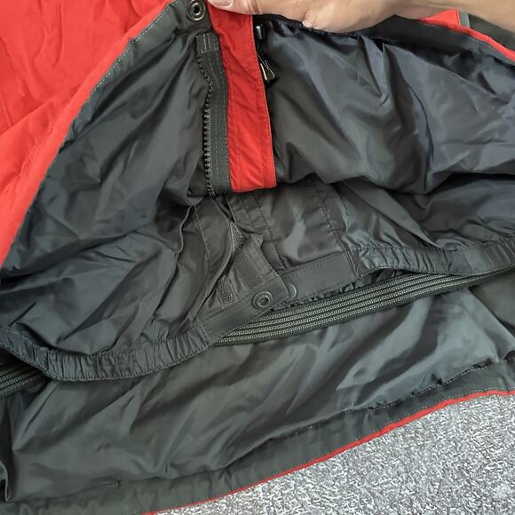 Men's The North Face Red Gray Hyvent Fleece Lined Hooded Windbreaker Jacket Sz L - Picture 3 of 5